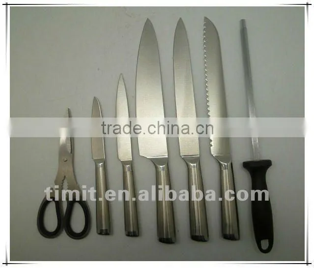 8pcs stainless steel solid handle good quality with block kitchen knife