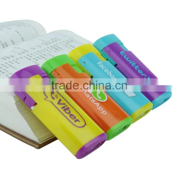 Custom printing electronic windproof cigarette lighter with LED torch