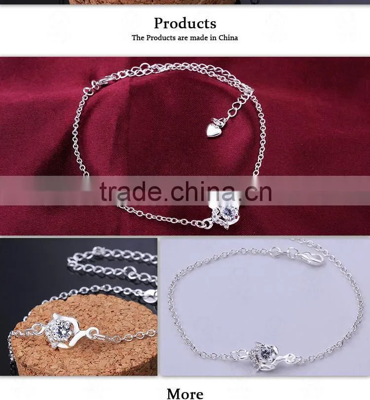 New Style Christmas Gift Eco-friendly Copper Children Silver Foot Chain