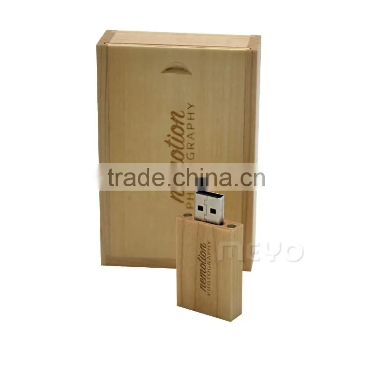 Laser tngraving wooden box USB flash drive stick in wooden box
