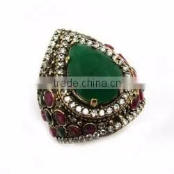 Best Deal Today Finger Ring !! Blue Onyx_White CZ 925 Sterling Silver Jewelry, Silver Jewelry India, Silver Jewelry Wholesaler