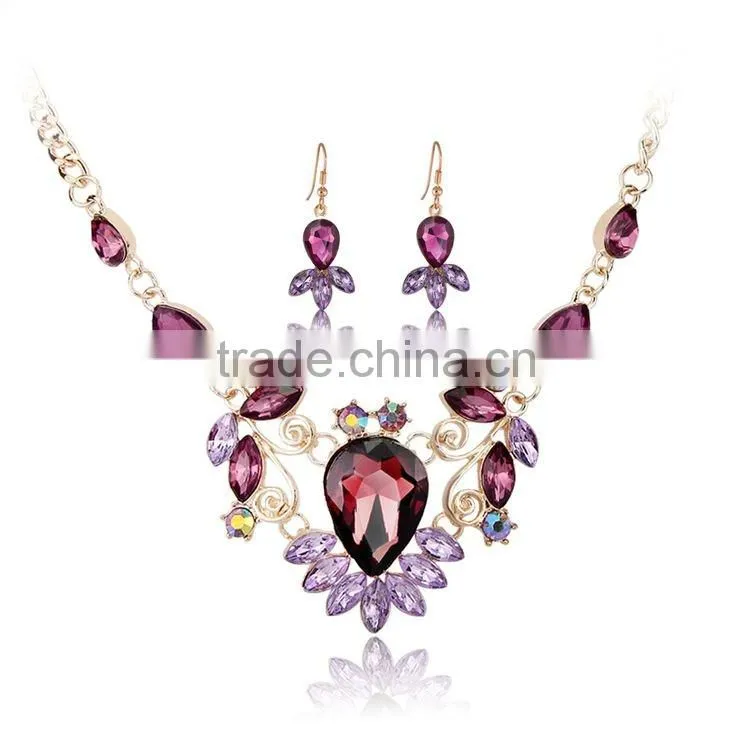 Jofo Brand 2016 Latest Popular Lady Alloy Blue Crystal Jewelry Set For Women and Lady
