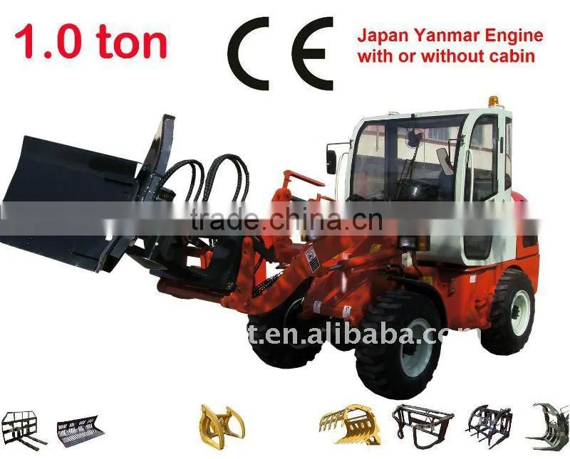 1ton mini loader with cabin load hydraulic,Japan YANMAR engine 34hp,hydraulic drive system,CE prove