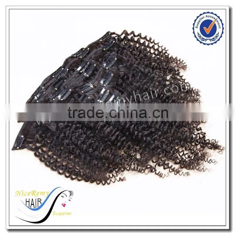 Wholesale clip in hair extension deep wave virgin indian hair clip in hair extensions for black women