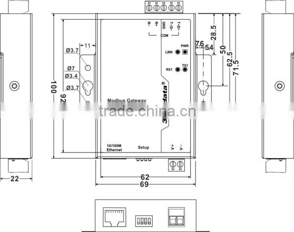 1-port RS-485/422 to Ethernet Modbus Gateway