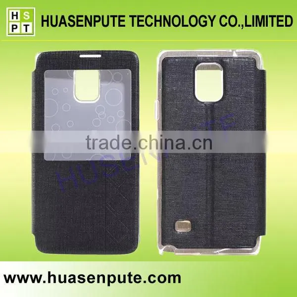 View Window Leather Flip Magnetic Swipe Slide Case Cover for Samsung Note4 Series