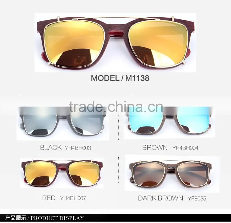 OEM Wood Sunglasses Acetate Frame Clip on Sunglasses