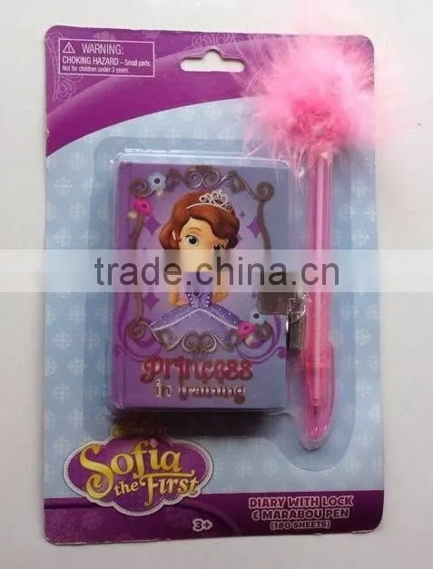2pcs dsn diary with lock&pen stationery set