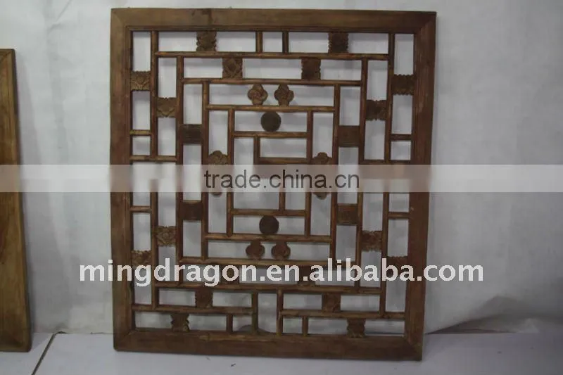 chinese antique colorful square carved screen