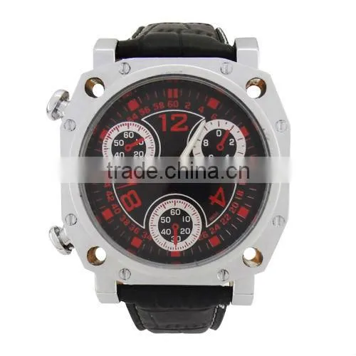 Luxury men watch stainless steel watch with genuine leather