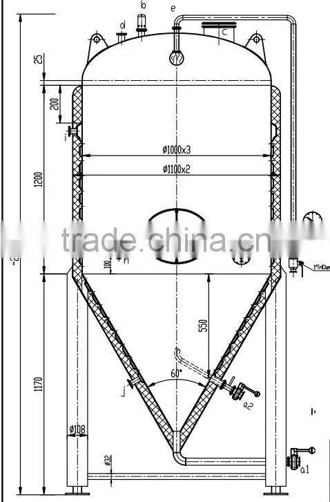Stainless Steel Beer Fermentation Tanks For Brewery 20 BBL Beer Fermenter