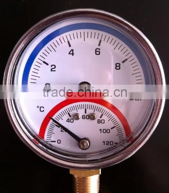 Floor heating water pressure temperature gauge