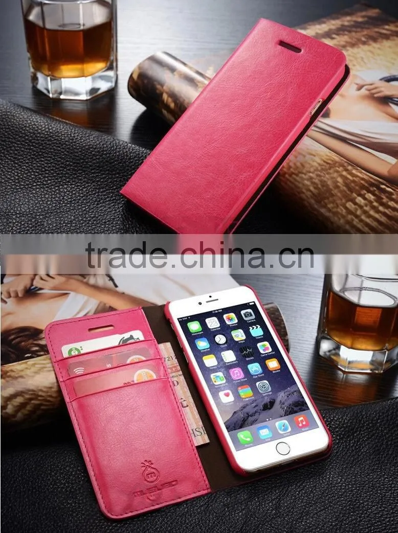 Slim origina leather card slot case wallet case cover for iphone samsung s6 core
