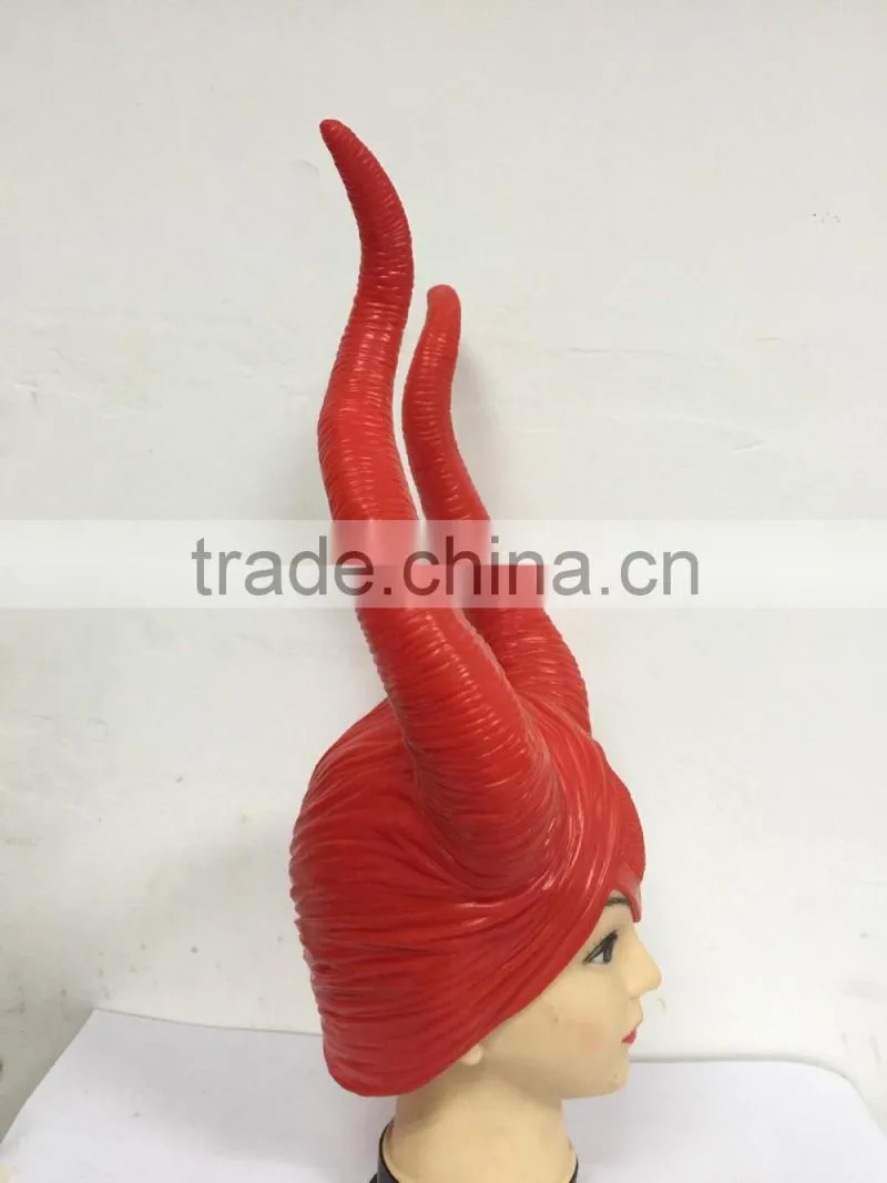 Halloween Party Cosplay dark witch rubber Costume dress Carnival costume Horn Headpiece Helmet Maleficent Hat