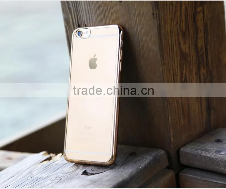 luxury Clear Crystal Chrome Side Soft TPU Case Cover For Apple iPhone 6s Plus