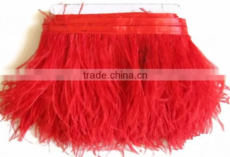 Factory wholesale 15-20cm thicken ostrich feather trim moq 5m/color