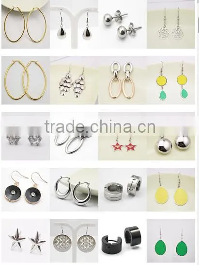 Trendy steel earring studs with clear crystal office lady stud earring with heart crystal