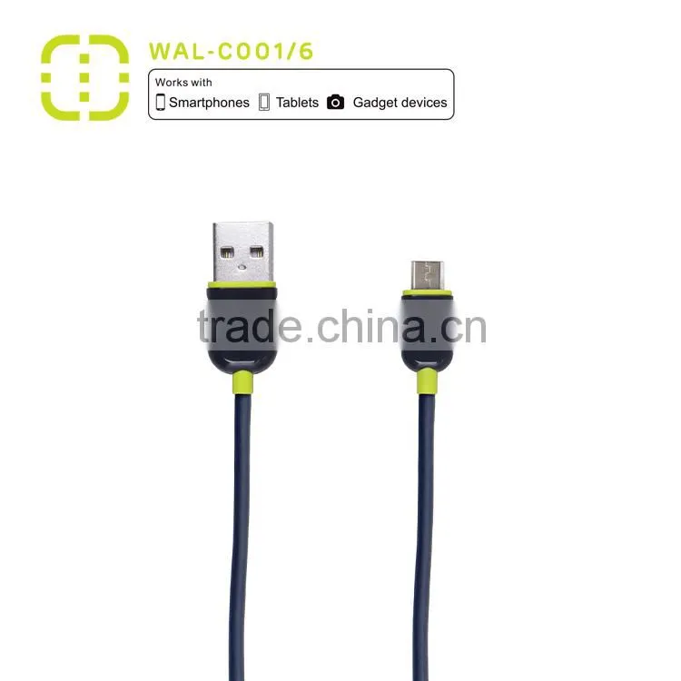 walnut 1.2m length black micro USB cable for universal phone