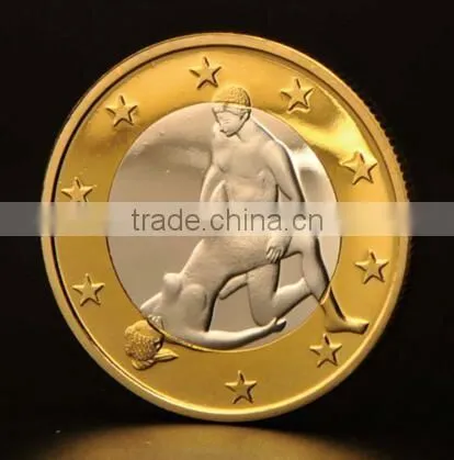 custom Sex collected 6 Euro brass sexy coins