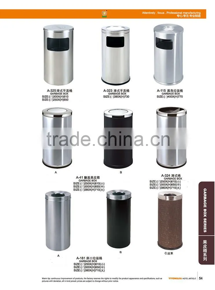 top round stainless steel cover with ashtray side open dustbin