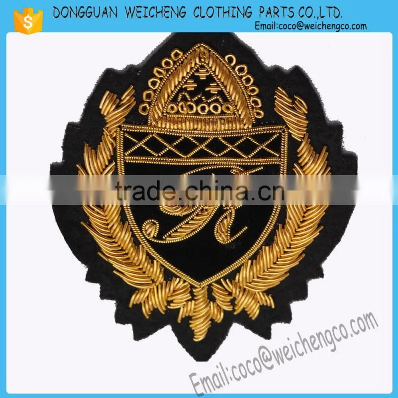 hand embroidery badges/Hand Embroidery Bullion Wire Badges