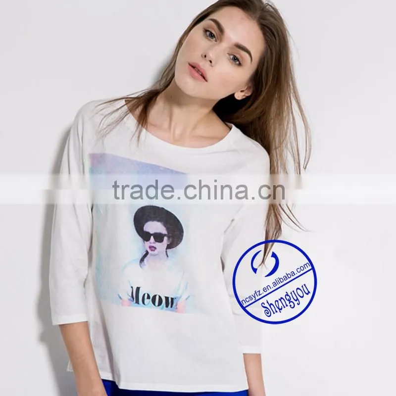 2015 China supplier custom fashion women printed t-shirt wholesale
