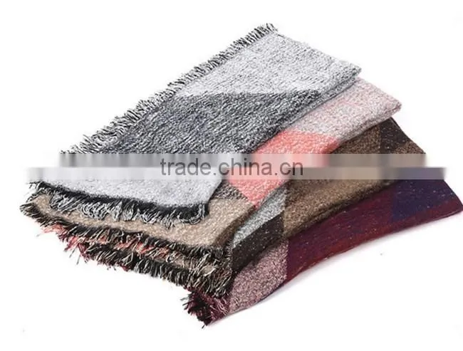 lady winter fringe wool cashmere plain knitted scarf shawls