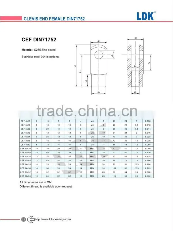 LDK ball joint rod ends SQZ5-RS joint