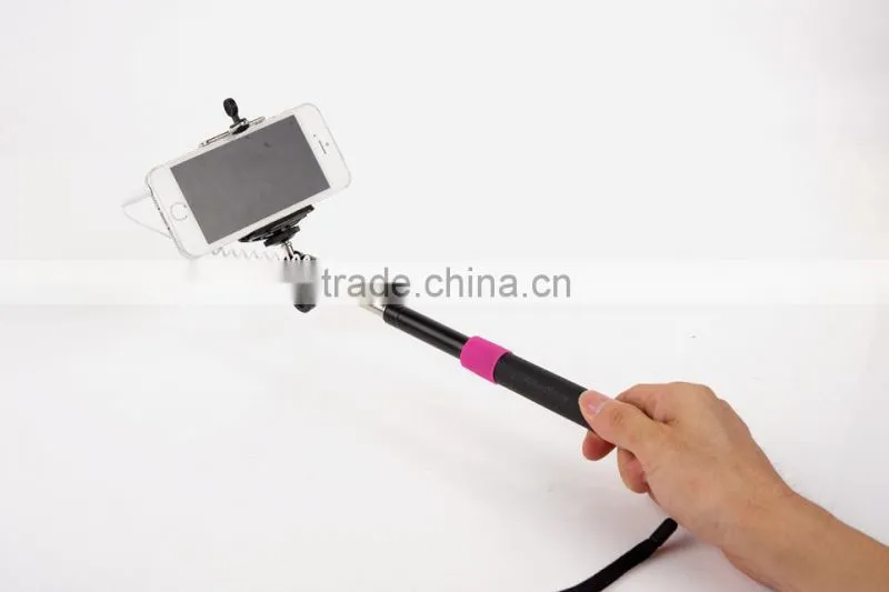 Charge-Free Audio Cable Controlled Monopod Selfie Stick for iOS and Android Smart Phones