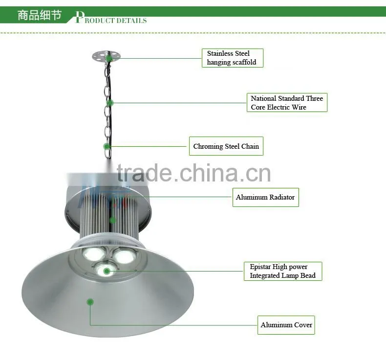 AC85-265V voltage input industrial led light 120 degree cover led high bay light