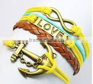 Custom factory OEM Jewelry anchor charm diy leather bracelet