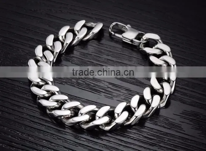 Factory custom high quality chain silver bracelets for men
