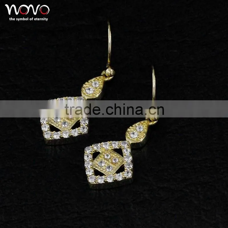 2015 fashion 18k gold plated brass drop earrings for womens