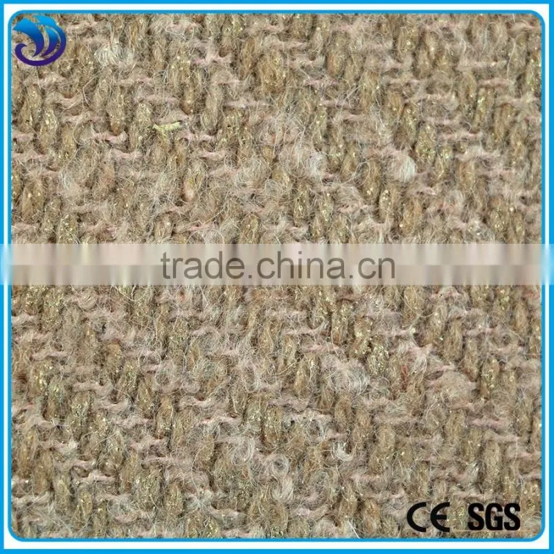Hot sale 2016 polyester wool plain dyed gold foil woven fabric