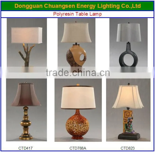 2015 Modern poly with fabric shade saving table lamp/light