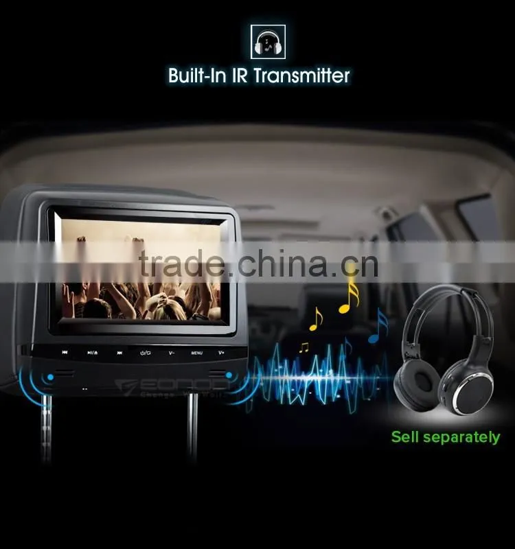 EONON L0290 7" HD Car Headrest Monitor with Built in DVD (Black Color)