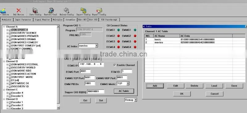 6*DVB-S2 to 4 QAM TransModulator with MUX-Scrambler(6*DVB-S/S2+6*ASI in,4*DVB-C RF out)