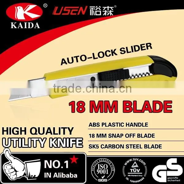 18mm Snap Off Blade Plastic handle knife auto lock slider Stationery Cutter