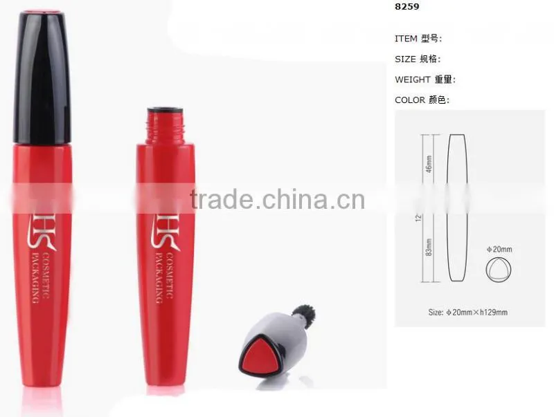 Custom plastic red empty mascara bottle with brush
