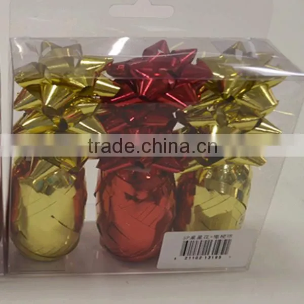 Printed PET PVC Gloss Metallic Gift Star Bow And Curly Ribbon Egg