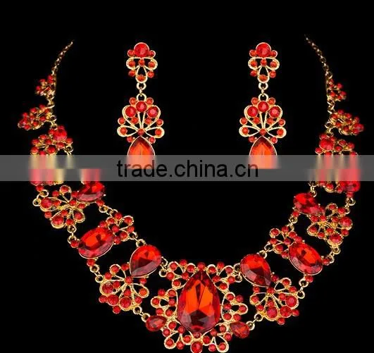 Fashion High Quality Luxury Bridal Necklace Earrings Tiara Wedding Jewelry Set