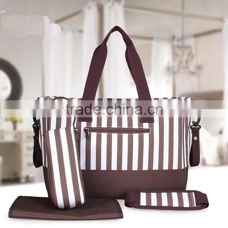 Black and white stripe oxford diaper bag baby bag,bottle changing pad included