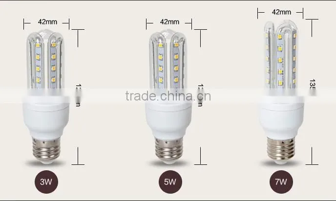 U Shape LED Corn Light LED Energy Saving Lamp 3-23W SMD 2835, 240-2300lm, PF>0.9