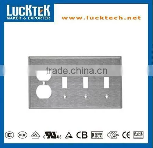 4 Gang- 1 Receptacle and 3 Toggle Combination Metal Wall plates