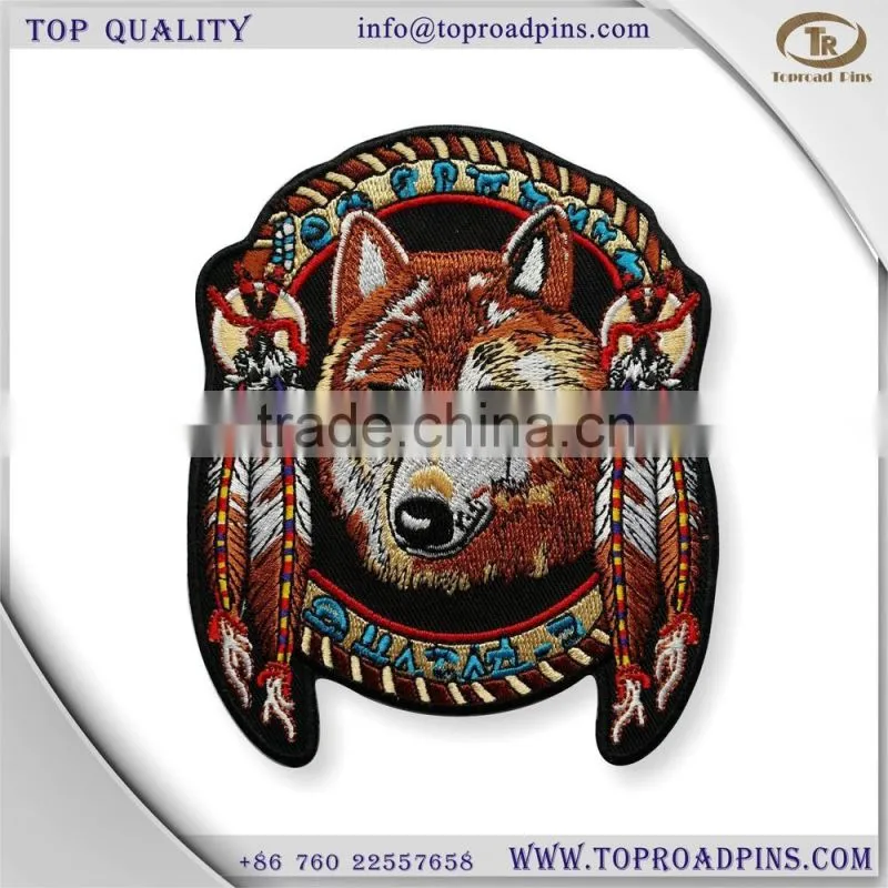 cheap custom fabric embroidery eagle patches with self-adhesive ( hot cut edge )