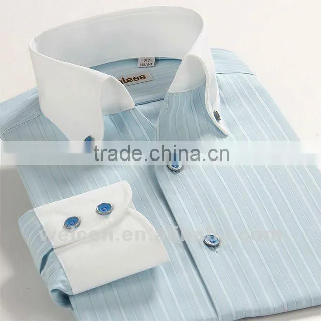 100% cotton stylish European style long sleeve latest brand design Italian high collar fashion men shirt dress