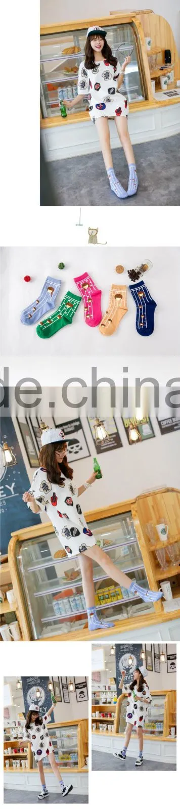 New Winter or autumn cotton socks pretty young girls pattern socks young girls tube socks