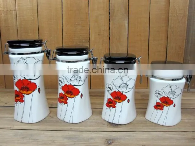 hand-paint flower design white ceramic water pitcher