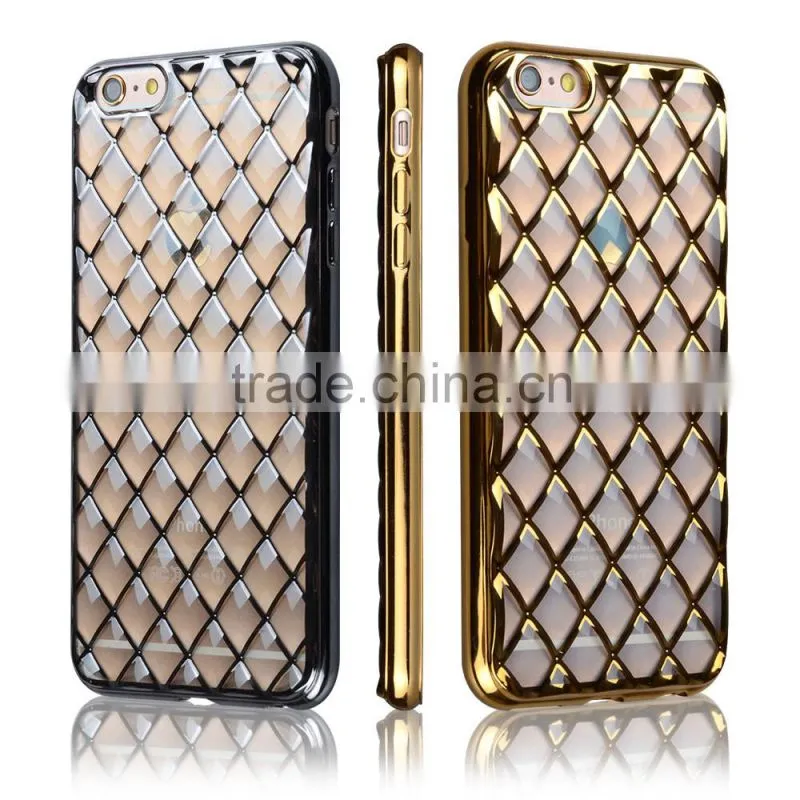 C&T Clear Transparent Soft Plating Grid TPU Bumper Case for iPhone 6 Plus 5.5 Inch