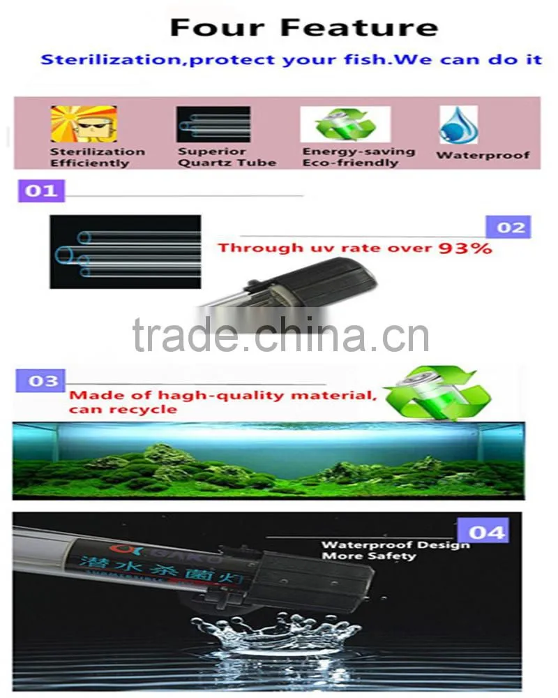 UV Sterilizer Submersible led light 10W UVC Lamp for Aquarium Fish Tank
